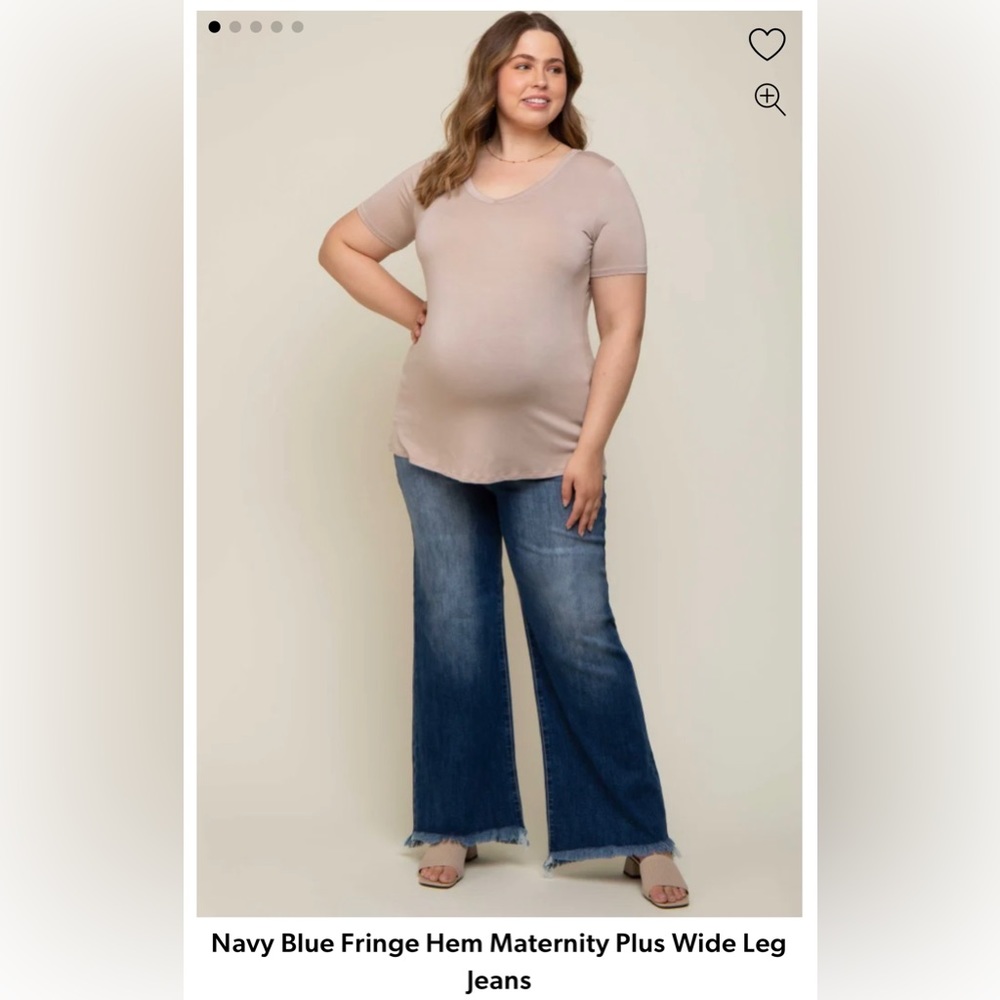 Navy Blue Fringe Hem Maternity Plus Wide Leg Jeans